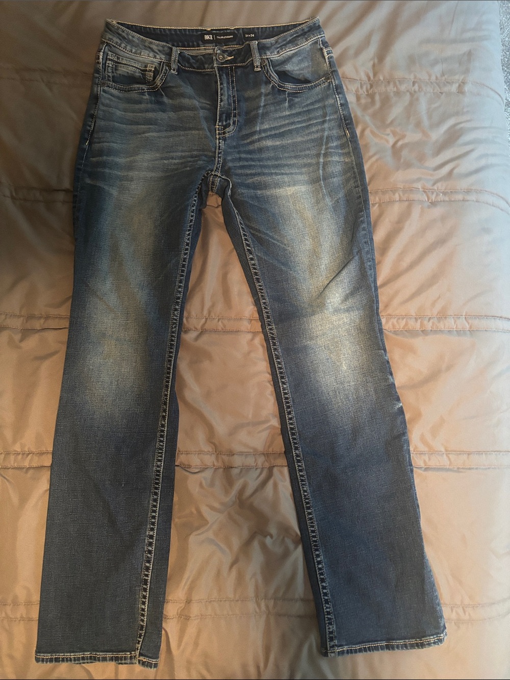 BKE Men’s Straight Jeans - Faded Blue Wash